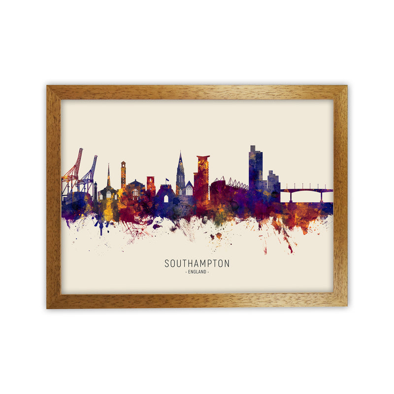 Southampton England Skyline Autumn City Name Art Print by Michael Tompsett Oak Grain