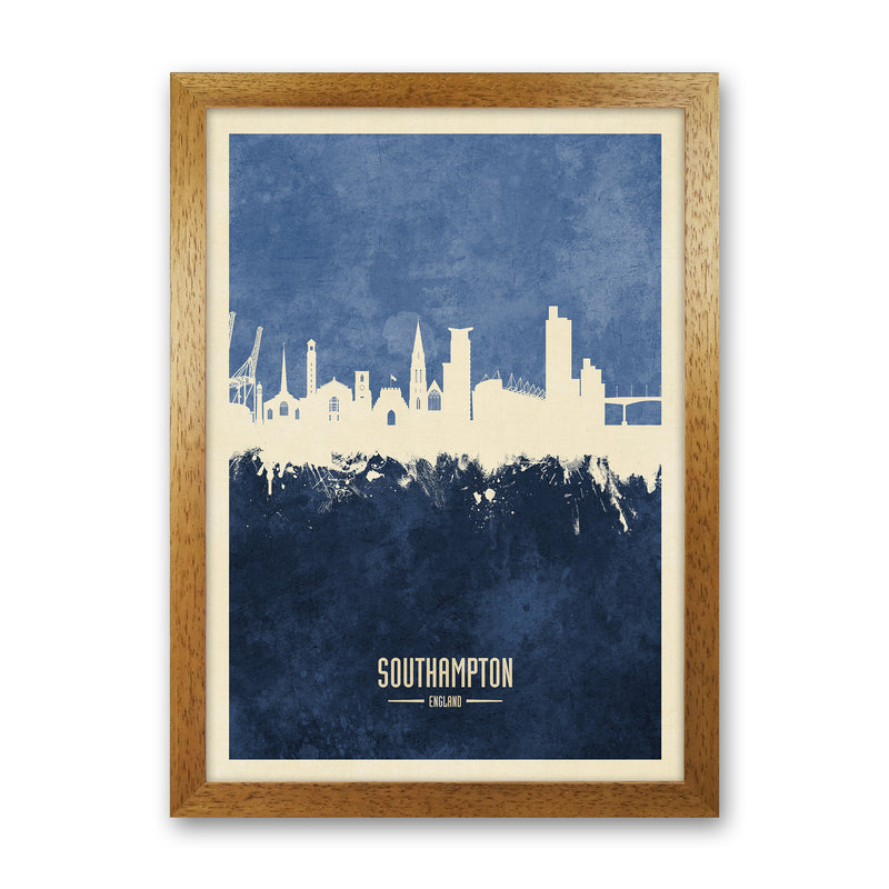 Southampton England Skyline Portrait Navy Art Print by Michael Tompsett Oak Grain