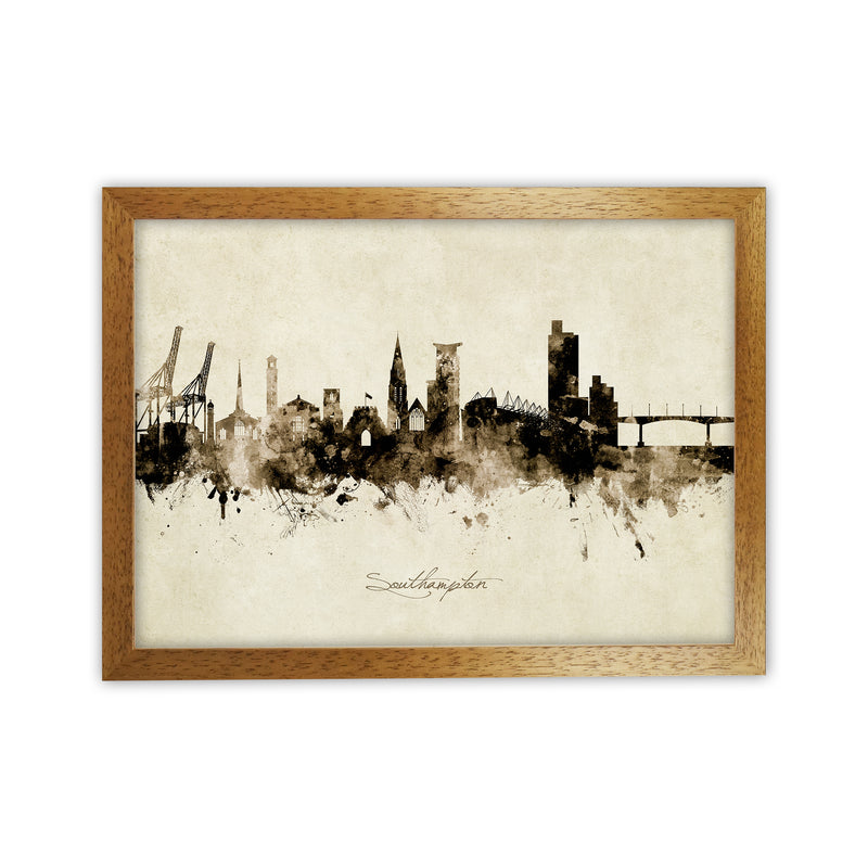 Southampton England Skyline Vintage Art Print by Michael Tompsett Oak Grain