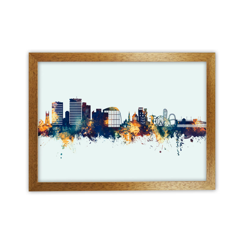 Southend-On-Sea England Skyline Blue Orange Art Print by Michael Tompsett Oak Grain