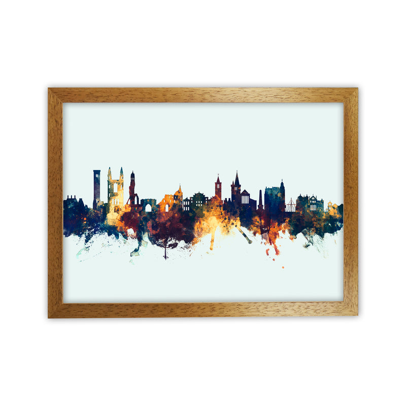 St Andrews Scotland Skyline Blue Orange Art Print by Michael Tompsett Oak Grain