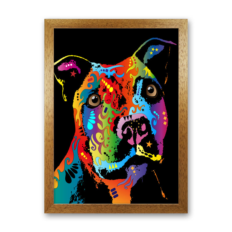 Staffordshire Bull Terrier Dog Art Print by Michael Tompsett Oak Grain