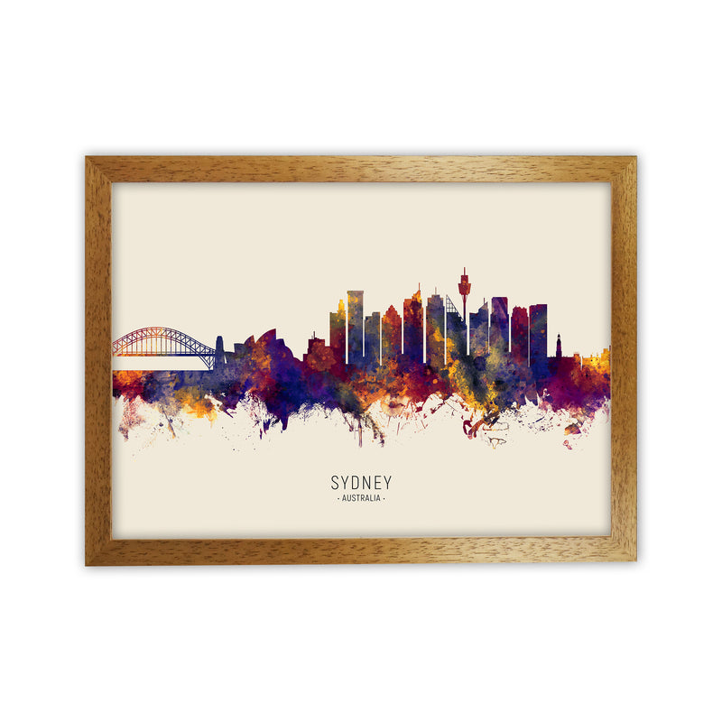 Sydney Australia Skyline Autumn City Name Art Print by Michael Tompsett Oak Grain