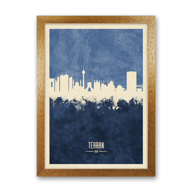 Tehran Iran Skyline Portrait Navy Art Print by Michael Tompsett Oak Grain