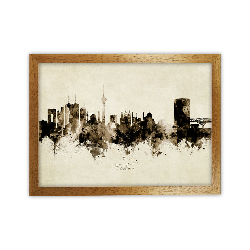 Tehran Iran Skyline Vintage Art Print by Michael Tompsett Oak Grain