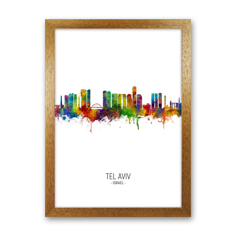 Tel Aviv Israel Skyline Portrait Art Print by Michael Tompsett Oak Grain