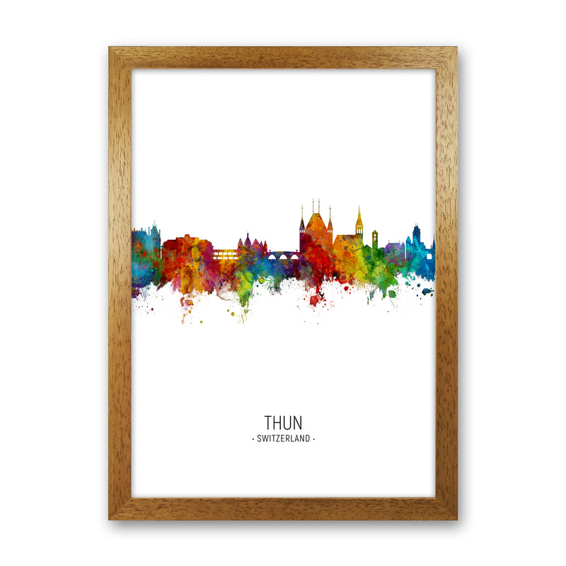 Thun Switzerland Skyline Portrait Art Print by Michael Tompsett Oak Grain