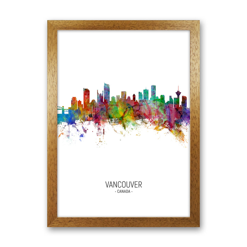 Vancouver Canada Skyline Portrait Art Print by Michael Tompsett Oak Grain