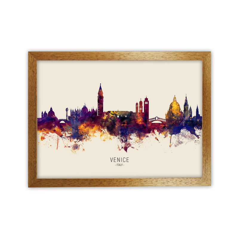 Venice Italy Skyline Autumn City Name Art Print by Michael Tompsett Oak Grain