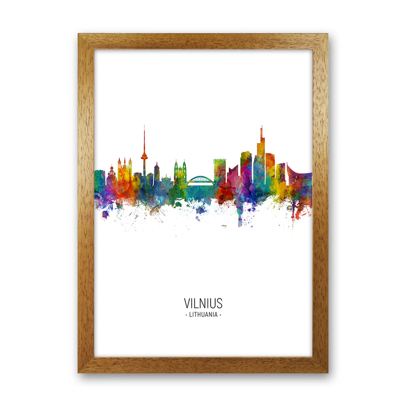 Vilnius Lithuania Skyline Portrait Art Print by Michael Tompsett Oak Grain