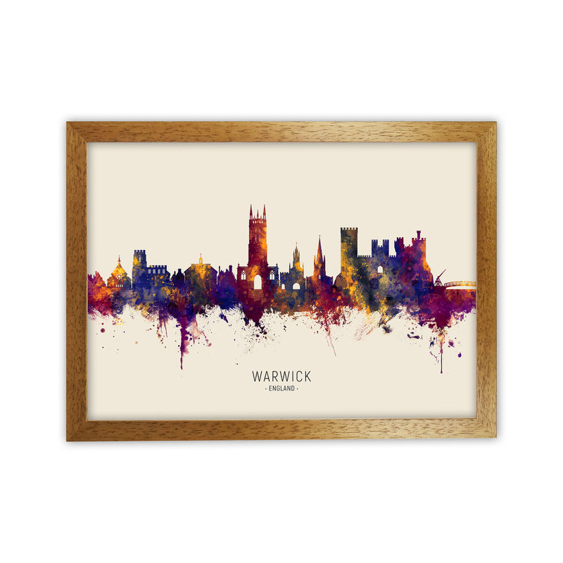 Warwick England Skyline Autumn City Name Art Print by Michael Tompsett Oak Grain