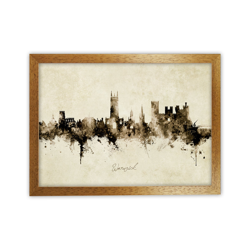 Warwick England Skyline Vintage Art Print by Michael Tompsett Oak Grain