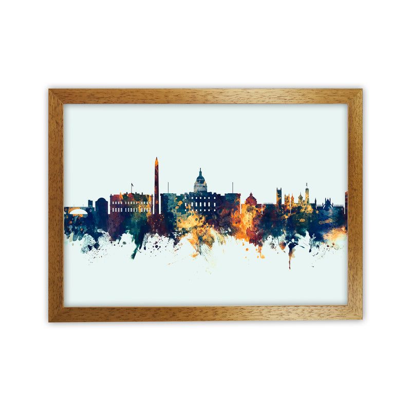 Washington Dc Skyline Blue Orange Art Print by Michael Tompsett Oak Grain