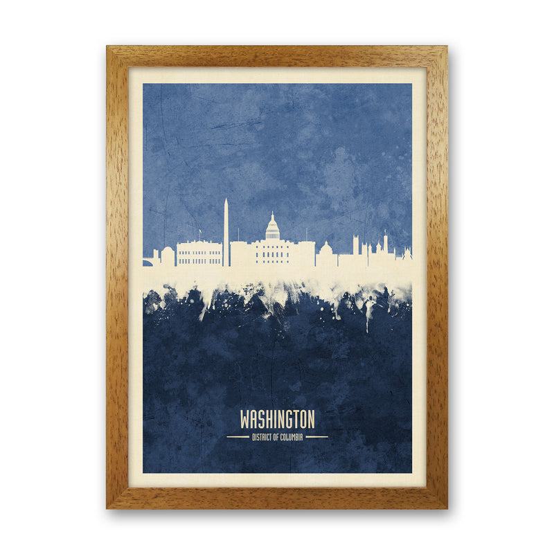 Washington Dc Skyline Portrait Navy Art Print by Michael Tompsett Oak Grain