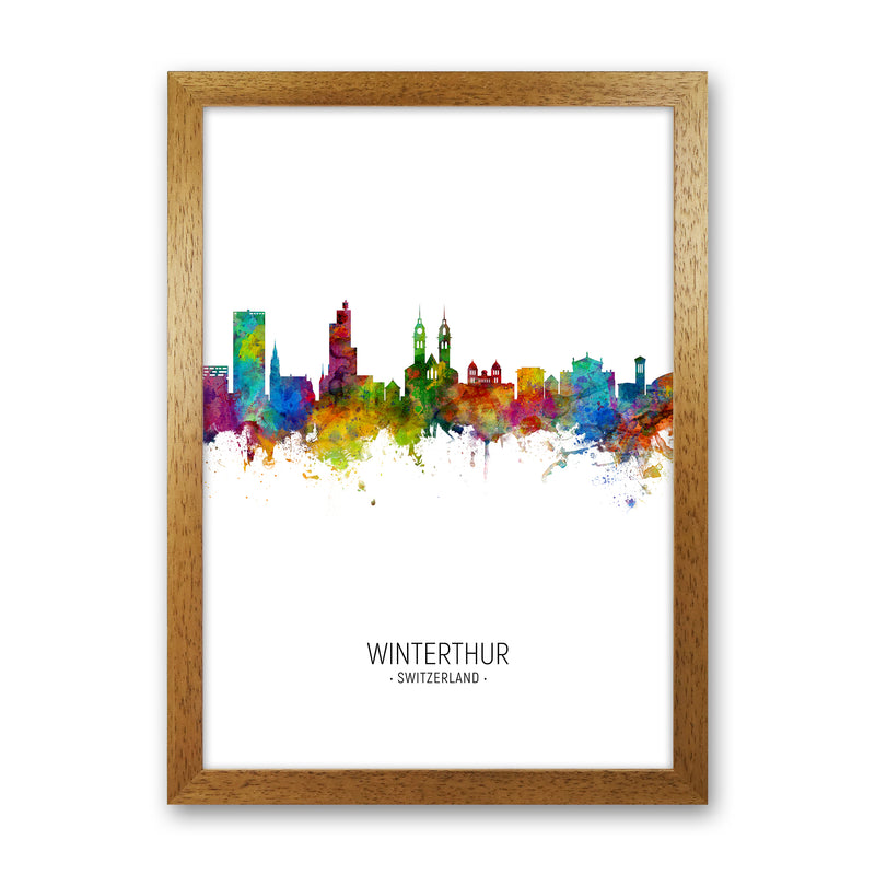 Winterthur Switzerland Skyline Portrait Art Print by Michael Tompsett Oak Grain