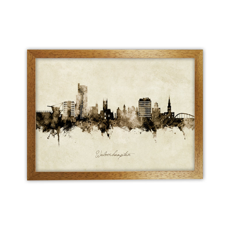 Wolverhampton England Skyline Vintage Art Print by Michael Tompsett Oak Grain