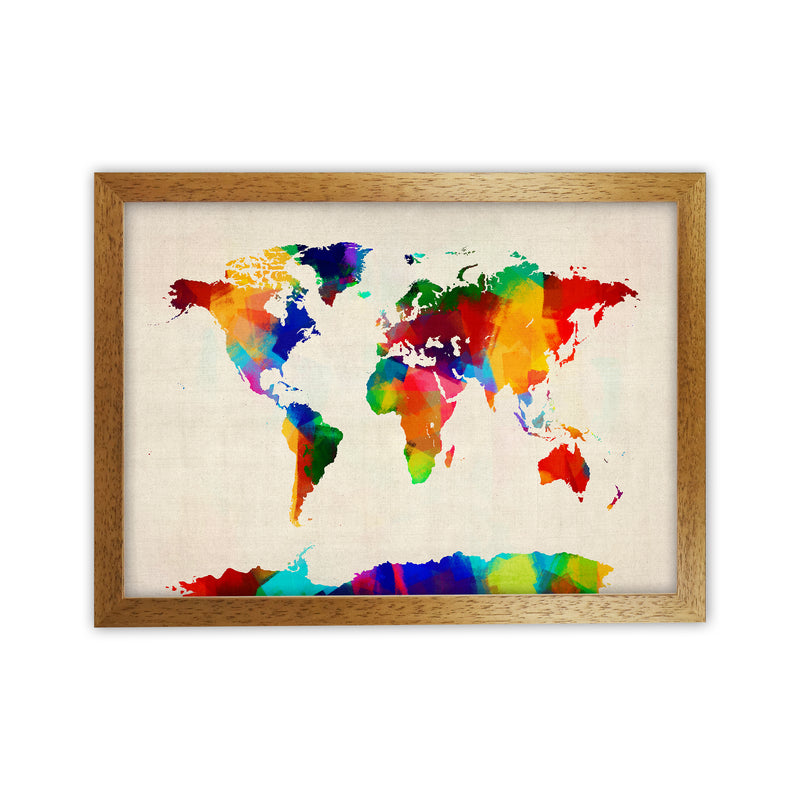 World Map Rolled Paint Art Print by Michael Tompsett Oak Grain