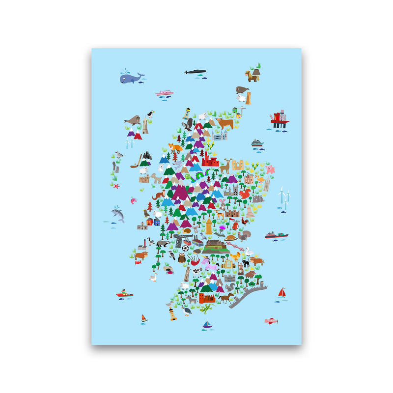 Animal Map of Scotland Blue Nursery Print by Michael Tompsett Print Only