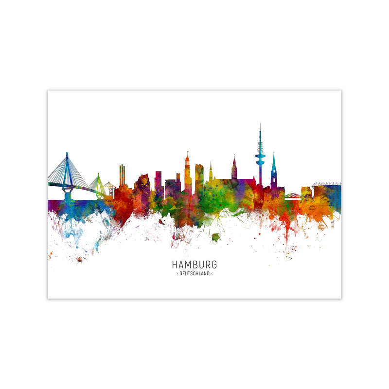 Hamburg Deutschland Skyline Art Print by Michael Tompsett Print Only