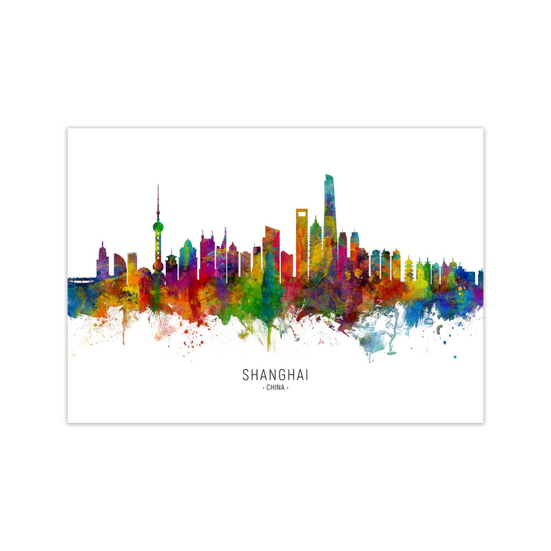 Shanghai China Skyline Art Print by Michael Tompsett Print Only