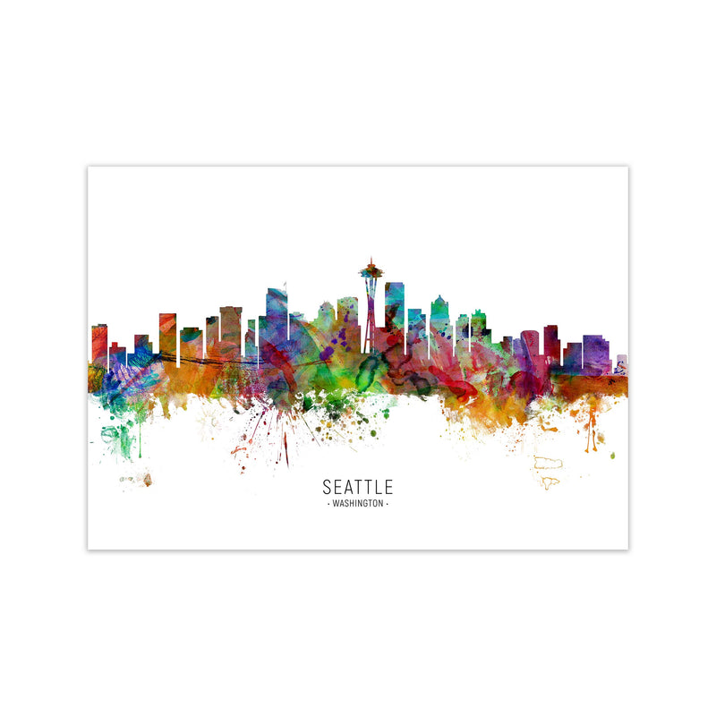 Seattle Washington Skyline Art Print by Michael Tompsett Print Only