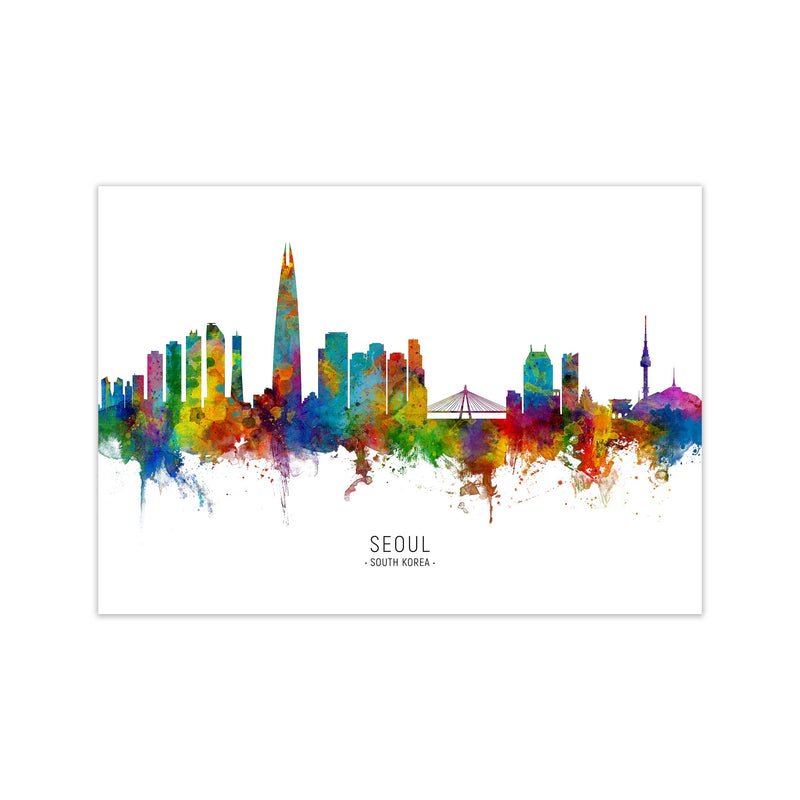 Seoul South Korea Skyline Art Print by Michael Tompsett Print Only