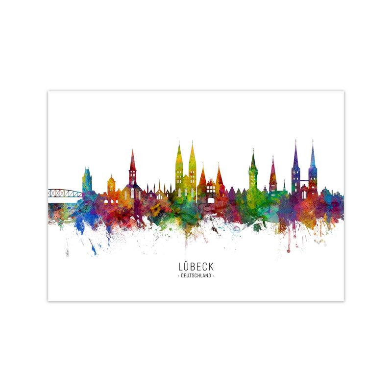 Lubeck Deutschland Skyline Art Print by Michael Tompsett Print Only