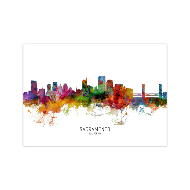 Sacramento California Skyline Art Print by Michael Tompsett Print Only