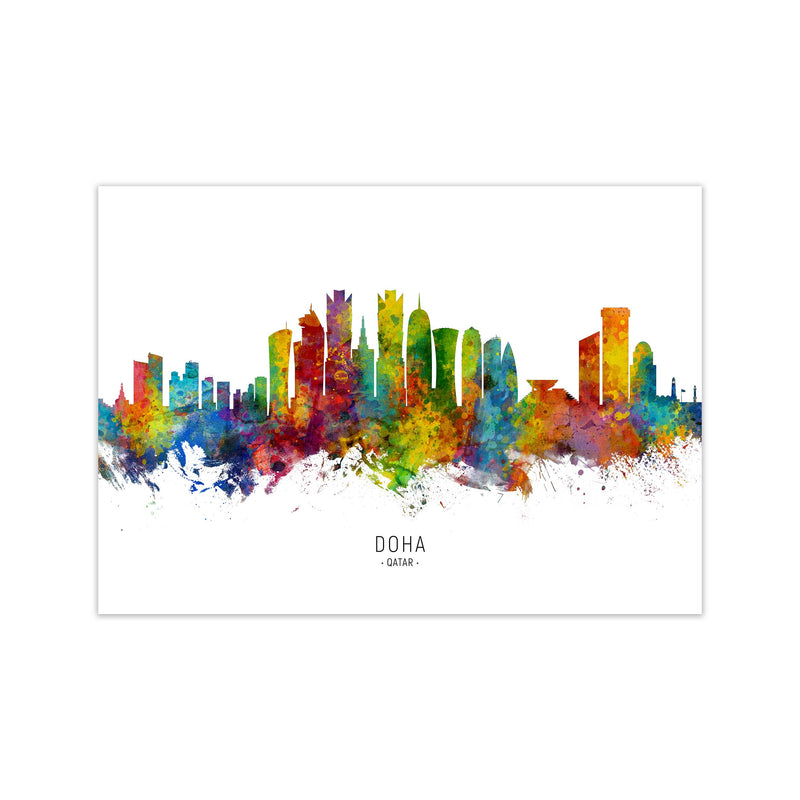 Doha Qatar Skyline Art Print by Michael Tompsett Print Only