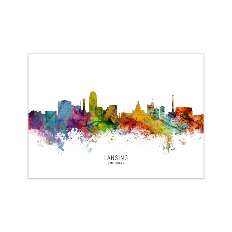 Lansing Michigan Skyline Art Print by Michael Tompsett Print Only