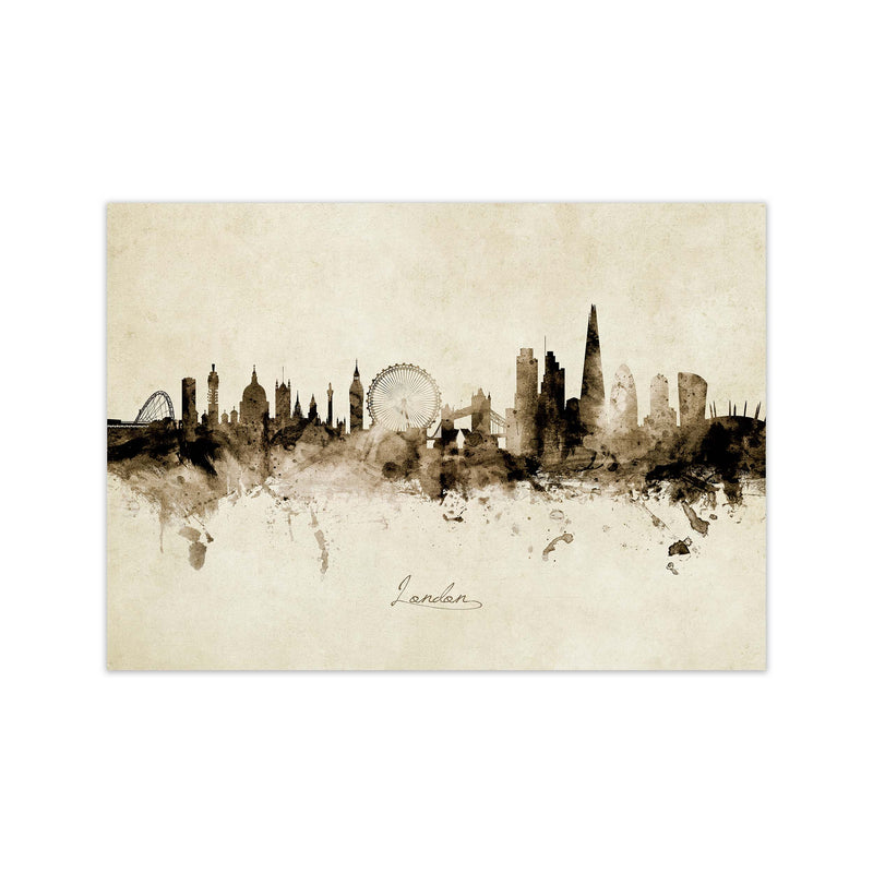London England Skyline Vintage  Art Print by Michael Tompsett Print Only