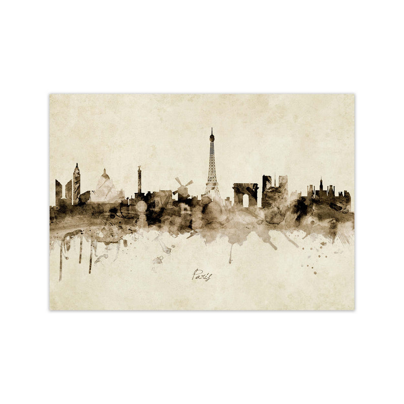Paris France Skyline Vintage  Art Print by Michael Tompsett Print Only