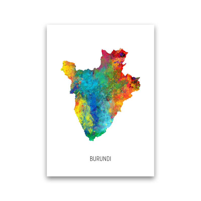 Burundi Watercolour Map Art Print by Michael Tompsett Print Only