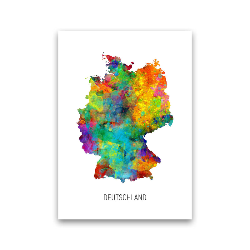 Deutschland Watercolour Map Art Print by Michael Tompsett Print Only