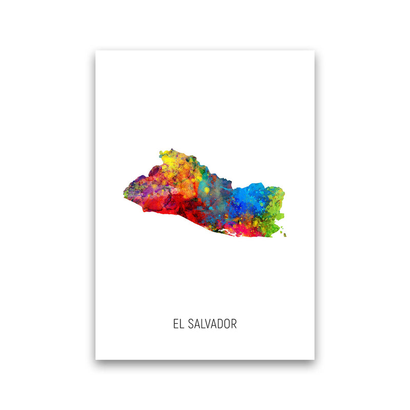 El Salvador Watercolour Map Art Print by Michael Tompsett Print Only