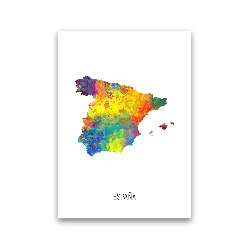 Espana Watercolour Map Art Print by Michael Tompsett Print Only