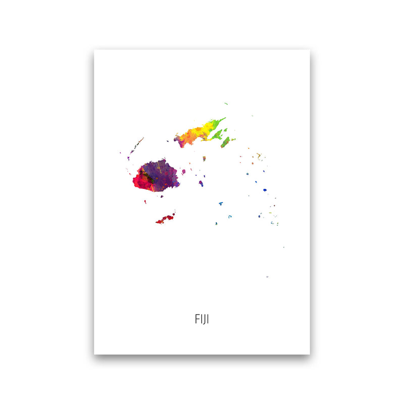 Fiji Watercolour Map Art Print by Michael Tompsett Print Only