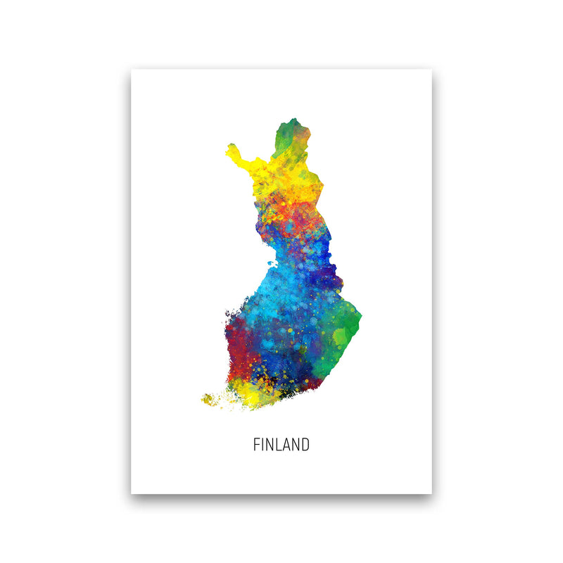 Finland Watercolour Map Art Print by Michael Tompsett Print Only