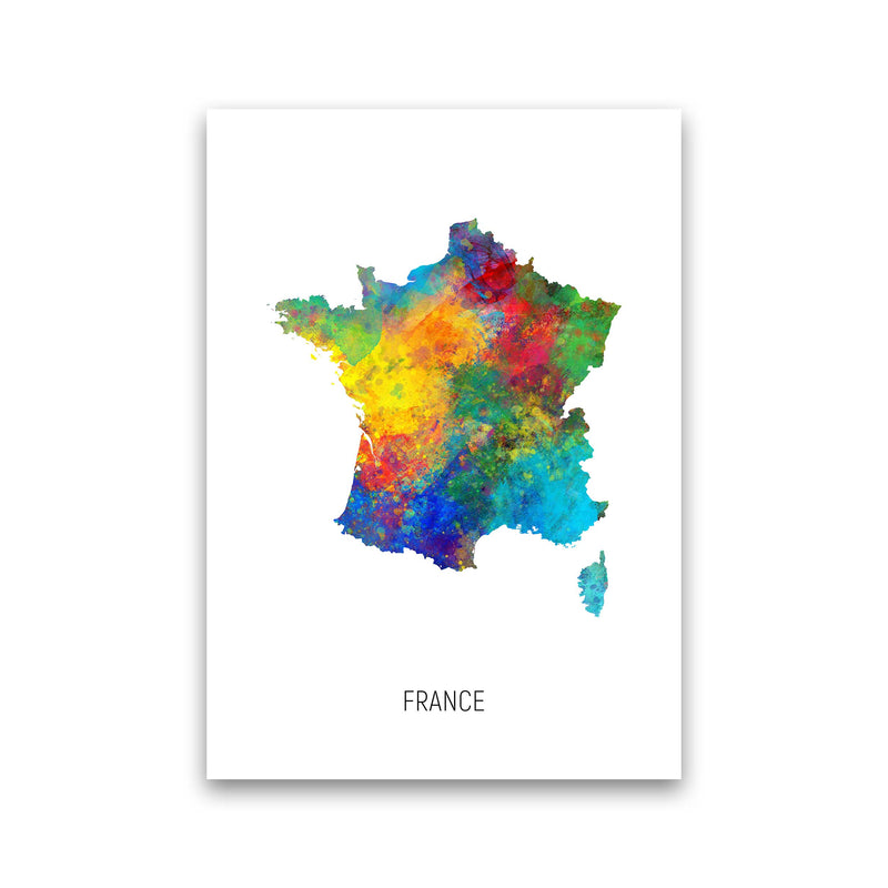 France Watercolour Map Art Print by Michael Tompsett Print Only