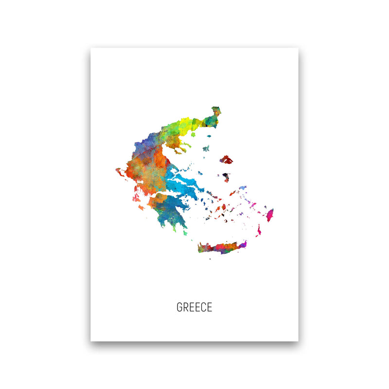 Greece Watercolour Map Art Print by Michael Tompsett Print Only