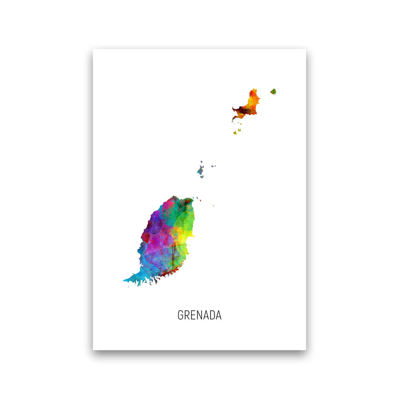 Grenada Watercolour Map Art Print by Michael Tompsett Print Only