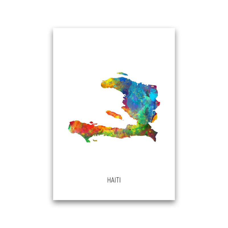 Haiti Watercolour Map Art Print by Michael Tompsett Print Only