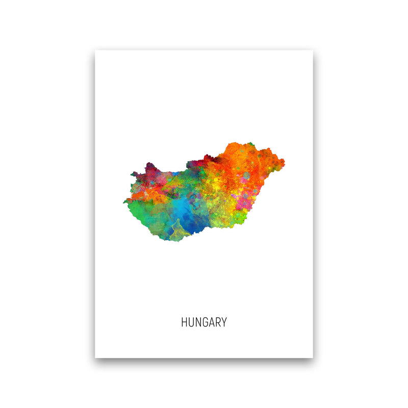 Hungary Watercolour Map Art Print by Michael Tompsett Print Only