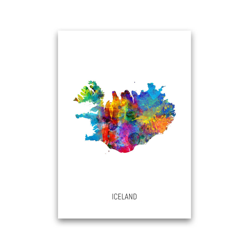 Iceland Watercolour Map Art Print by Michael Tompsett Print Only