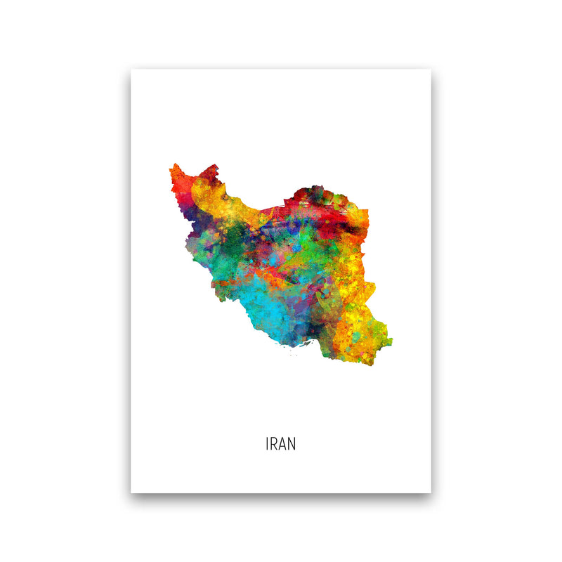 Iran Watercolour Map Art Print by Michael Tompsett Print Only