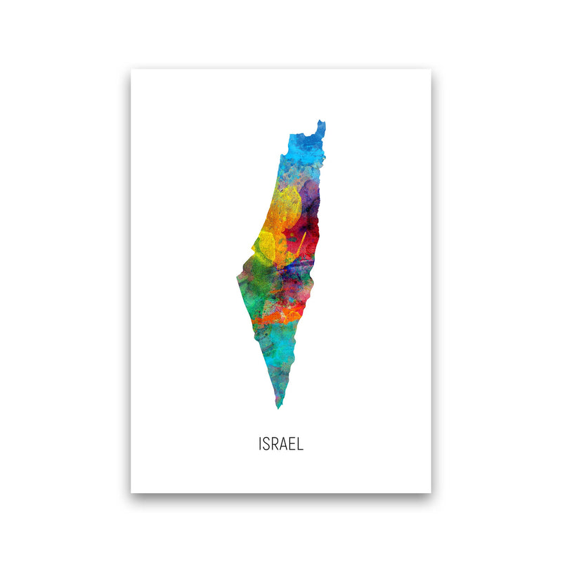 Israel Watercolour Map Art Print by Michael Tompsett Print Only