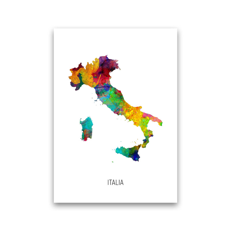 Italia Watercolour Map Art Print by Michael Tompsett Print Only