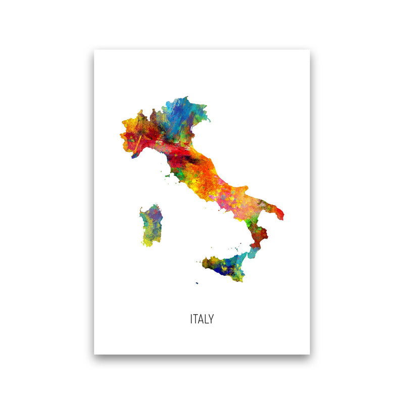 Italy Watercolour Map Art Print by Michael Tompsett Print Only