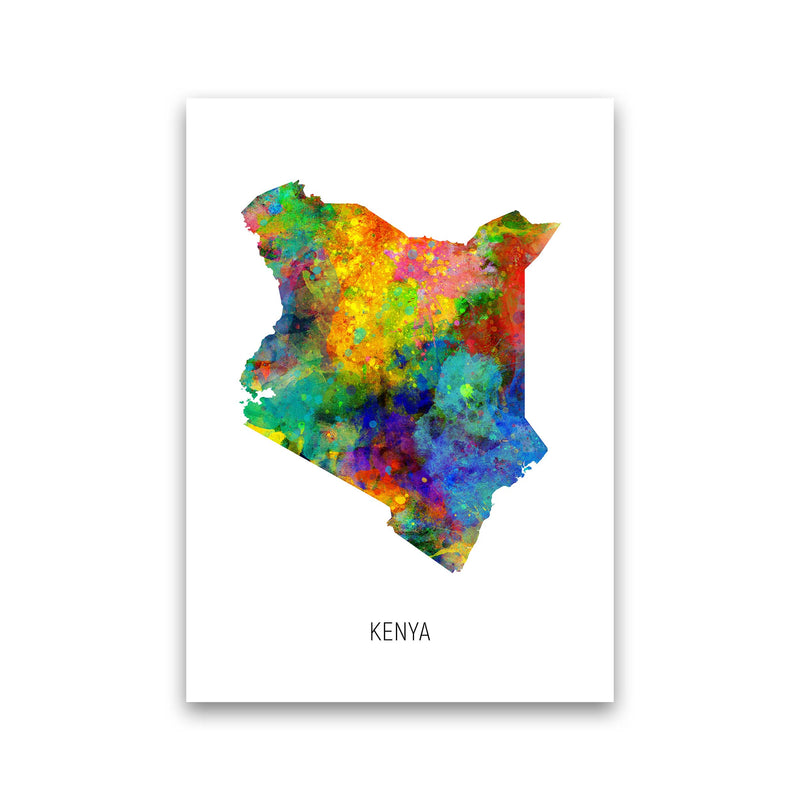 Kenya Watercolour Map Art Print by Michael Tompsett Print Only