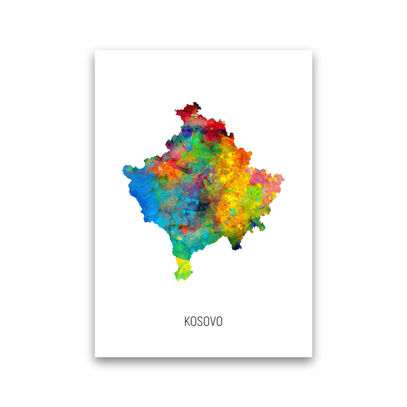Kosovo Watercolour Map Art Print by Michael Tompsett Print Only